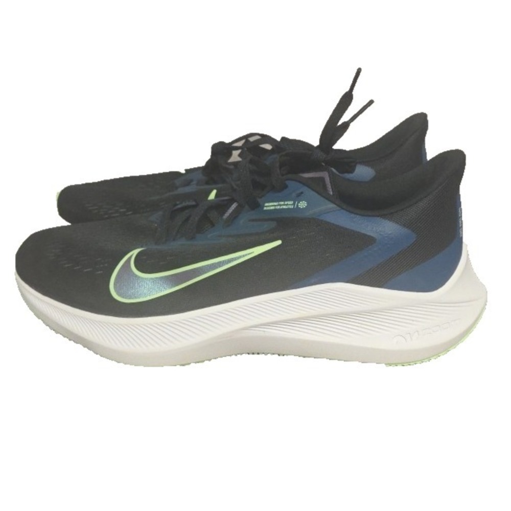 Nike Zoom Winflo 14 Mens SZ 9 Athletic Black Green Running Trainers New